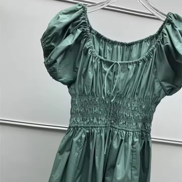 Tie detail shirred midi maxi dress large - Picture 2 of 8